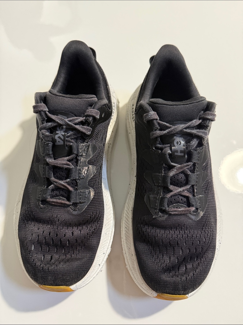 Hoka Kawana Womens Running Shoes Black White Speckled Size 5 B